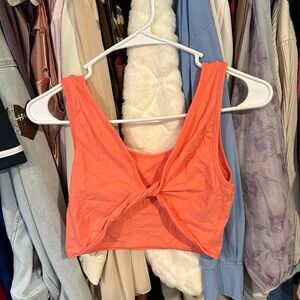 Coral tie front crop top